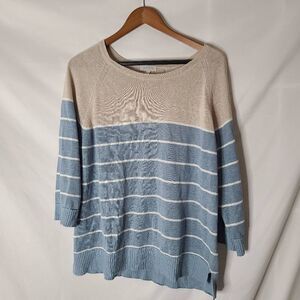 Kinross 100% Linen Striped Colorblock‎ Pullover Sweater sz XL